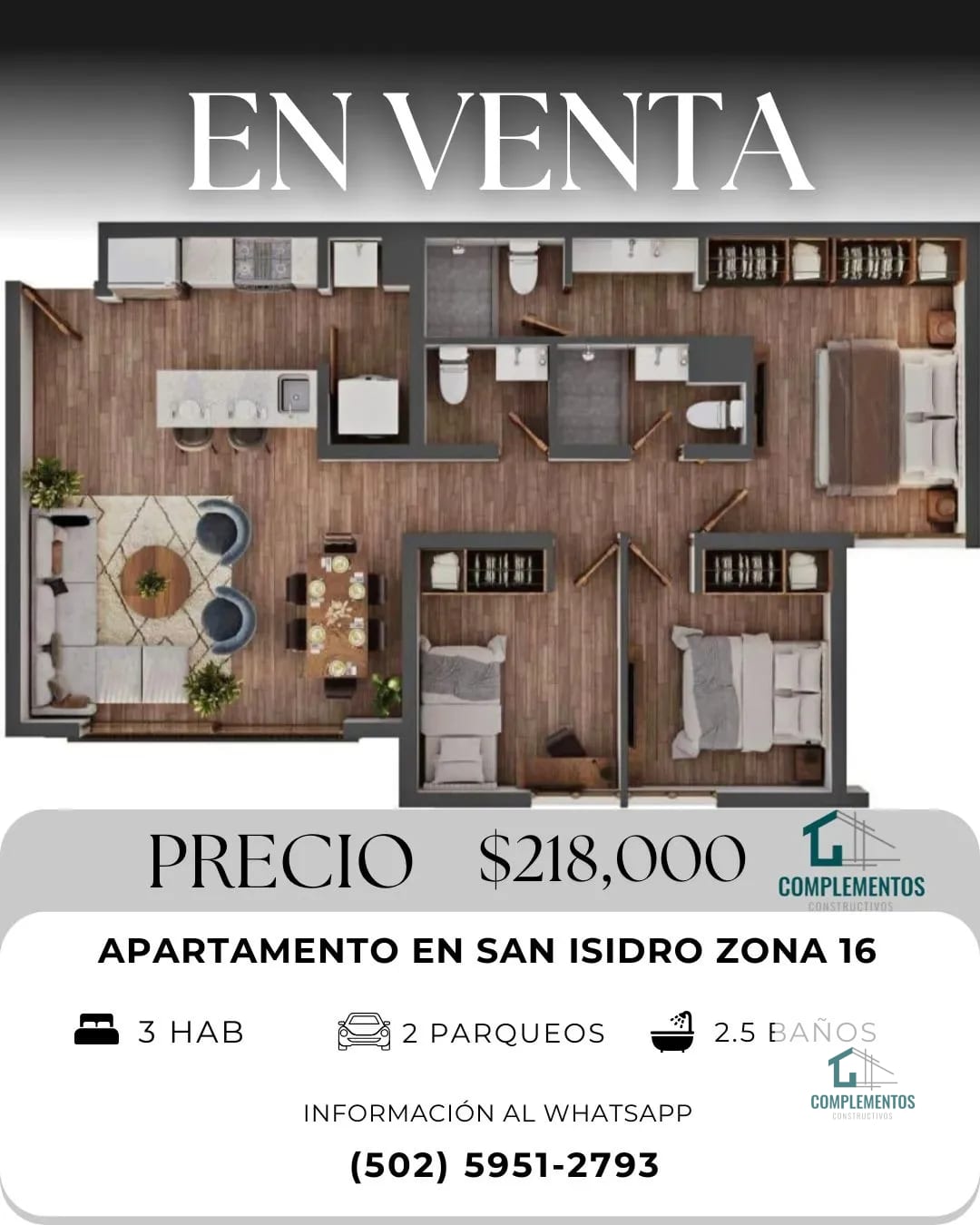 San Isidro 20/21, Apartamento en zona 16, 3hab. 92 m2 — Apartamento en Venta en San Isidro 20/21, Zona 16, Guatemala, Ciudad — foto 1 de 8