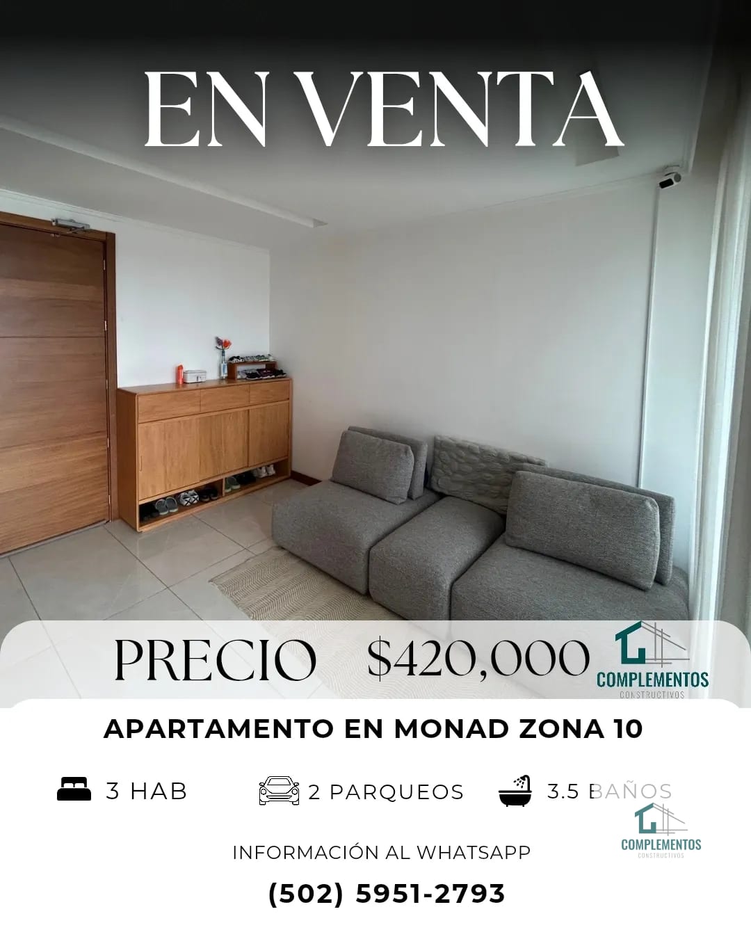 Monad, Apartamento en Venta zona 10, 3 hab. 144m² — Apartamento en Venta en Monád, Zona 10, Guatemala, Ciudad — foto 1 de 6